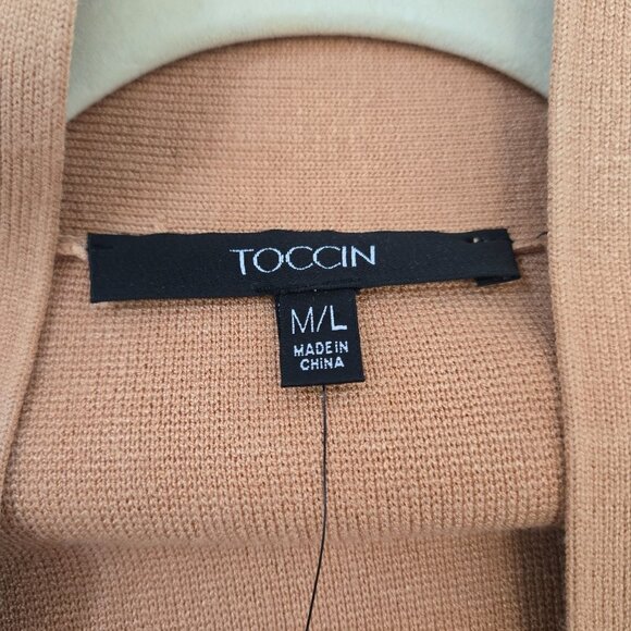 NWT Toccin Jade Knit Longline Open Cardigan Topper in Camel Size M/L *REPAIRED* - Picture 3 of 10